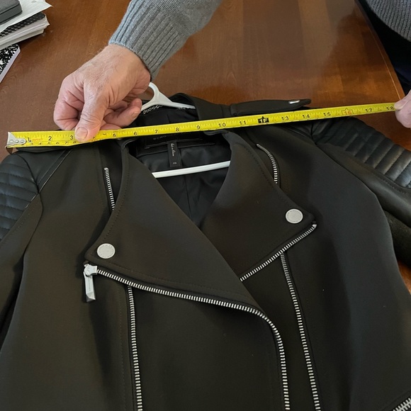 Olive Green and Black BCBG Moto Jacket - Picture 5 of 6